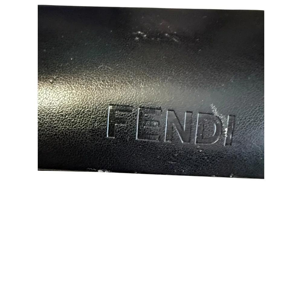 Fendi F941R Blue Rectangular Eyeglasses Silver Zucca Logo‎ Crystal Italy 50mm
